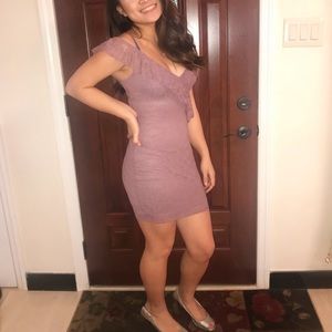 Laced purple bodycon dress